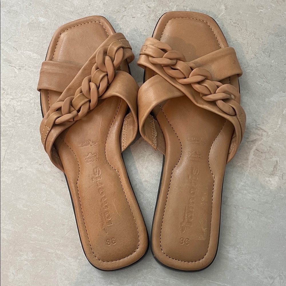 Tamaris Genuine Leather Tan Sandals for Women
